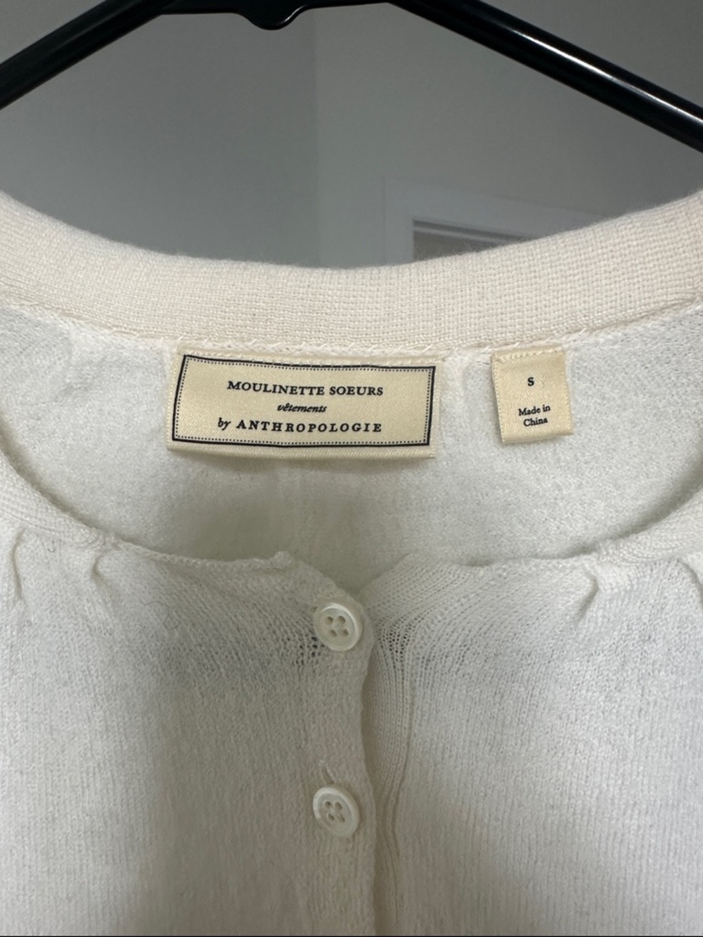 Moulinette Sœurs by Anthropologie Cream Scoop-Neck Button Pullover wool Sweater - Picture 2 of 6